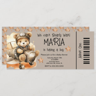 Invitation Volying Teddy Bear Baby shower TickParty