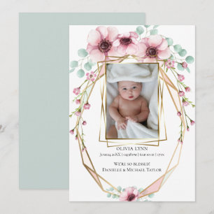 Invitation Votre bébé Photo Fleurs de printemps fraîches et F