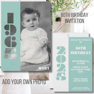 Invitation Votre bébé photo née 1965 60e anniversaire Invitat
