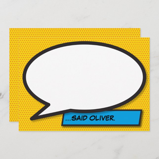 Invitation Votre bulle de message amusante rétro bande dessin (Devant / Derrière)