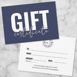 Invitation Votre certificat-cadeau d'affaires bleu de Logo