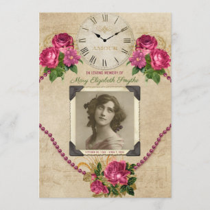 Invitation Votre horloge de perles de roses de cérémonie