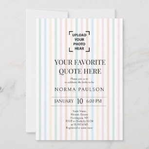 Invitation Votre Image Colorée Vintage Rayure Mariage
