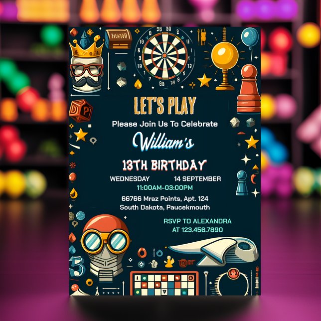 Invitation Votre jeu d'échecs Roi et Reine Nuit 13e anniversa (Créateur téléchargé)