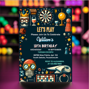 Invitation Votre jeu d'échecs Roi et Reine Nuit 13e anniversa