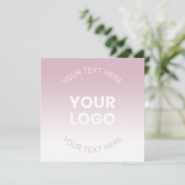 Invitation Votre logo | Moderne Dusty Rose & Blanc Ombre (Debout devant)