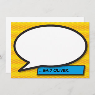 Invitation Votre message Parole Bubble Fun Retro Comic Book