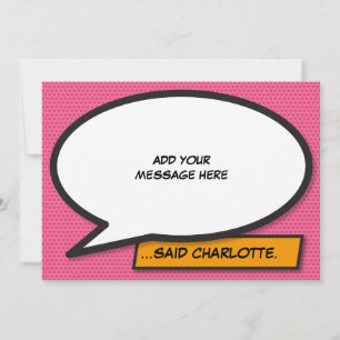 Invitation Votre message Parole Bubble Fun Retro Comic Book