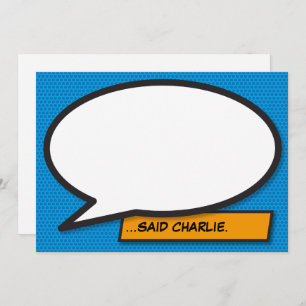 Invitation Votre message Parole Bubble Fun Retro Comic Book