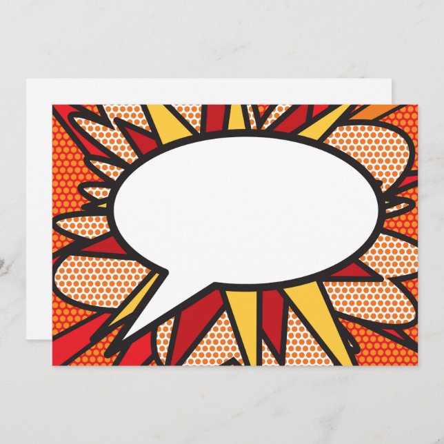 Invitation Votre message Voix Bubble Amusant Retro Comique Li (Devant / Derrière)