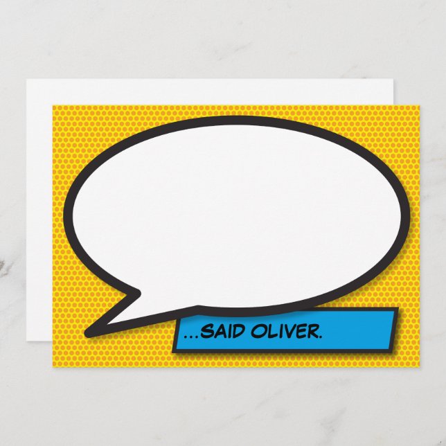 Invitation Votre message Voix Bubble Amusant Retro Comique Li (Devant / Derrière)