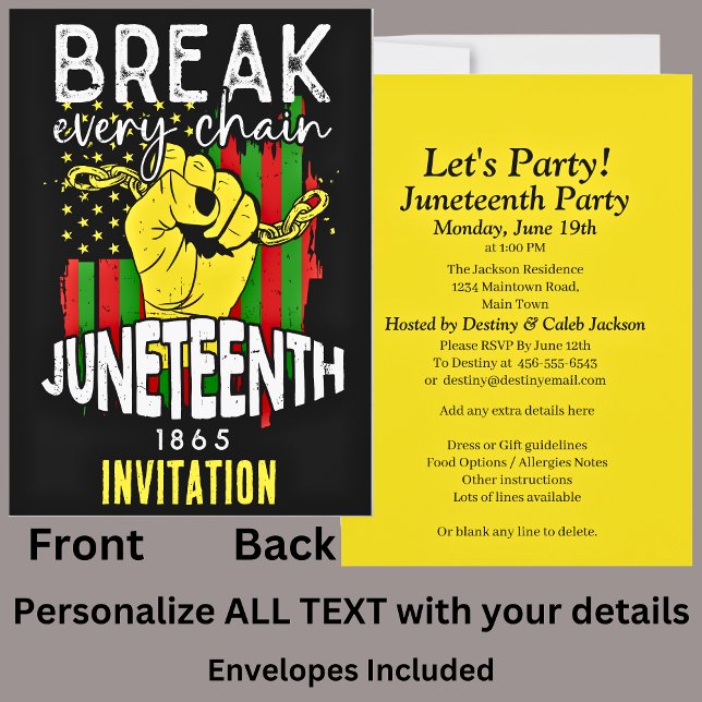 Invitation Votre nom Junetten Break Chain Celebration Party (Créateur téléchargé)