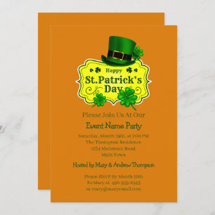 Invitation Votre nom Message Jour de la Saint Patrick Shamroc