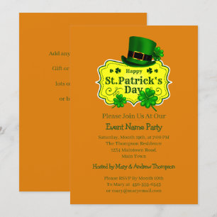 Invitation Votre nom Message Jour de la Saint Patrick Shamroc
