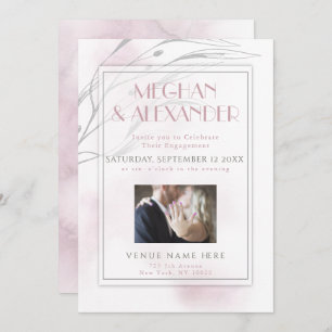 Invitation Votre Photo Blush Pink Watercolor et Willow Branch