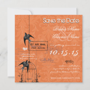 Invitation Votre photo Damask Bird Cage Wedding Enregistrer l