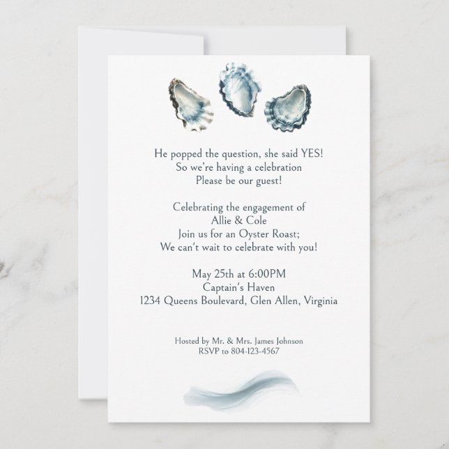 Invitation Votre photo Elegant Oyster Roast Engagement (Devant)
