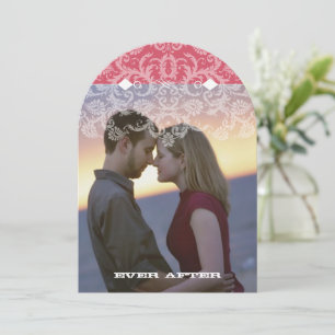 Invitation Votre photo Pink et ivoire Vintage Mariage dentell