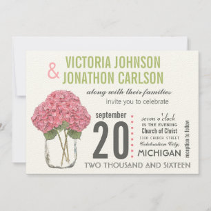 Invitation Votre photo sur le dos Hydrangea Mason Jar Mariage