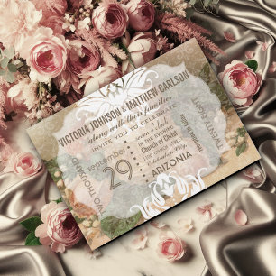 Invitation Votre Rose photo Gold Damask Floral Mariage