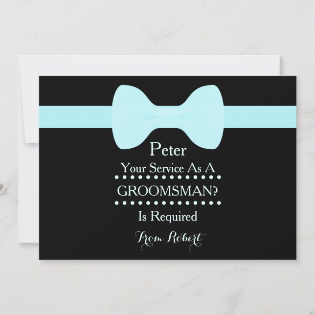 Invitation Votre service comme Groomsman Black Chalkboard Bow (Devant)
