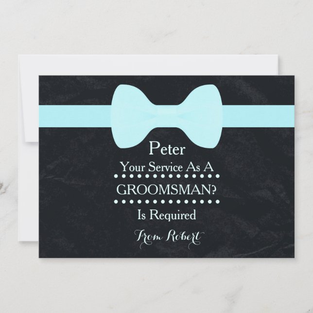 Invitation Votre service comme Groomsman Black Chalkboard Bow (Devant)