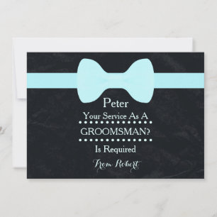 Invitation Votre service comme Groomsman Black Chalkboard Bow
