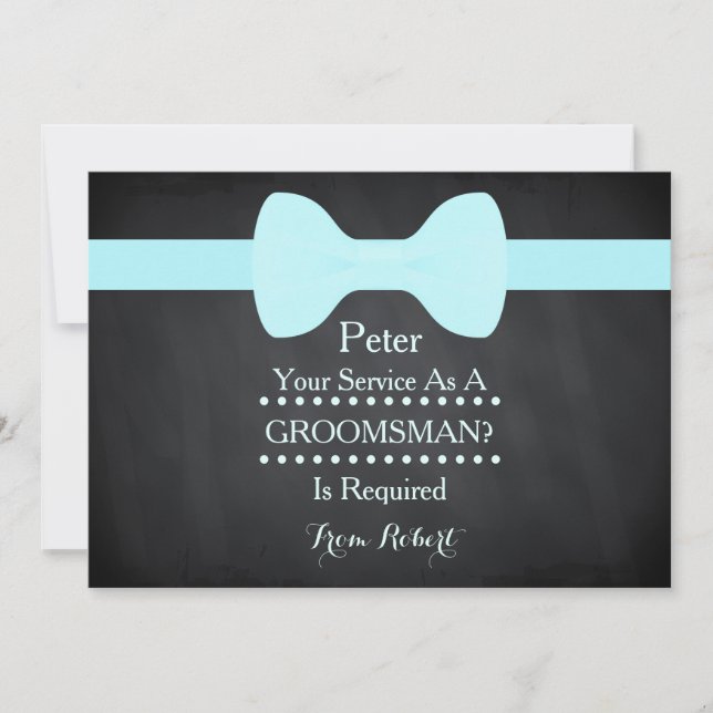Invitation Votre service comme Groomsman Black Chalkboard Bow (Devant)