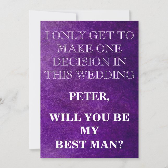 Invitation Votre service en tant que demande Best Man (Devant)
