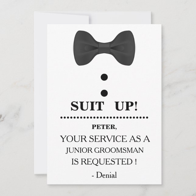 Invitation Votre service en tant que demande de Groomsman (Devant)