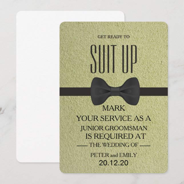 Invitation Votre service en tant que garçon d'honneur (Devant / Derrière)