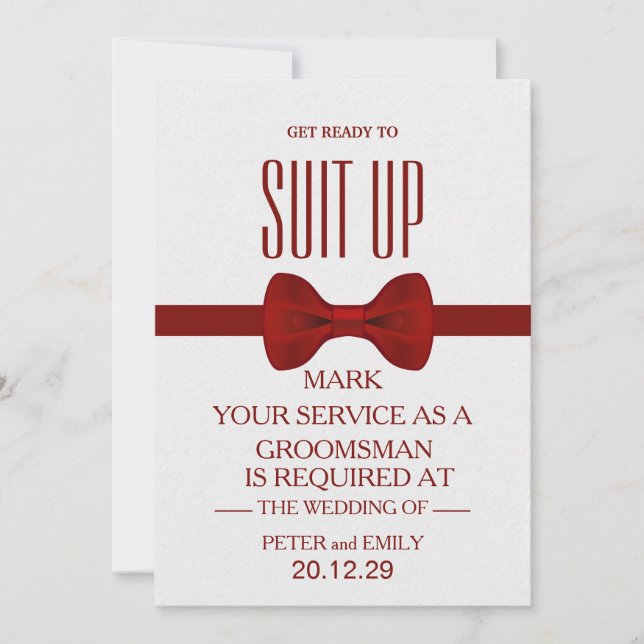 Invitation Votre service en tant que garçon d'honneur (Devant)