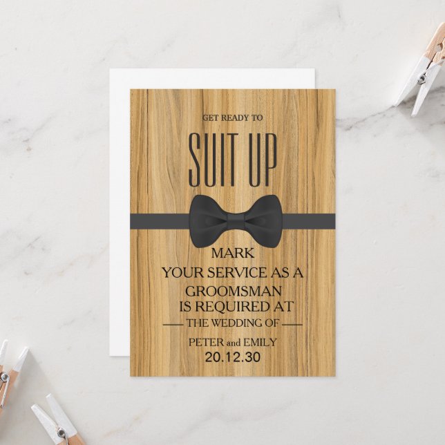 Invitation Votre service en tant que garçon d'honneur (Devant/Arrière en situation)