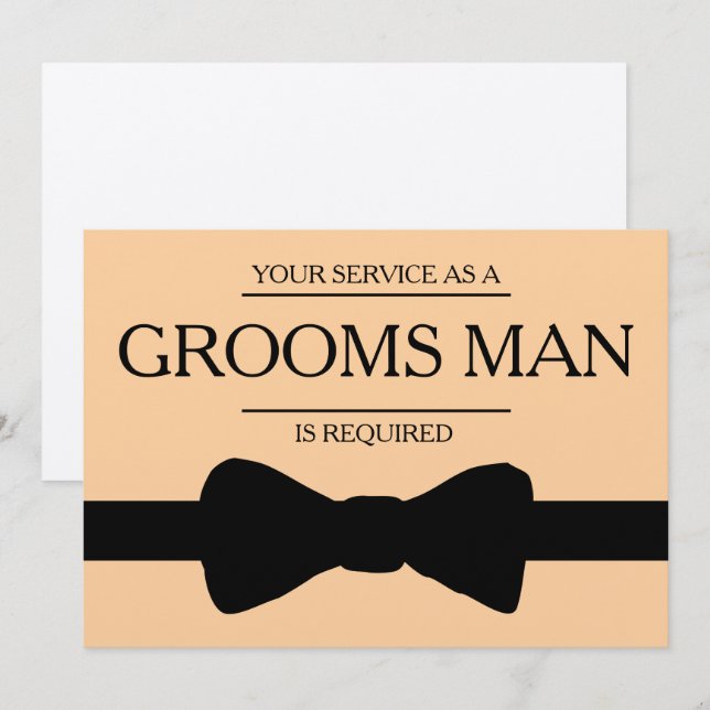 Invitation Votre service est demandé en tant que garçon d'hon (Devant / Derrière)