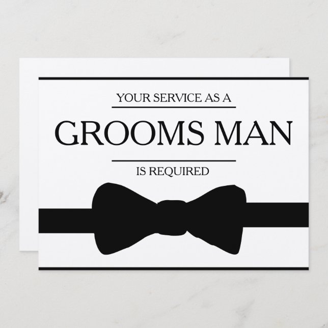 Invitation Votre service est demandé en tant que meilleur hom (Devant / Derrière)