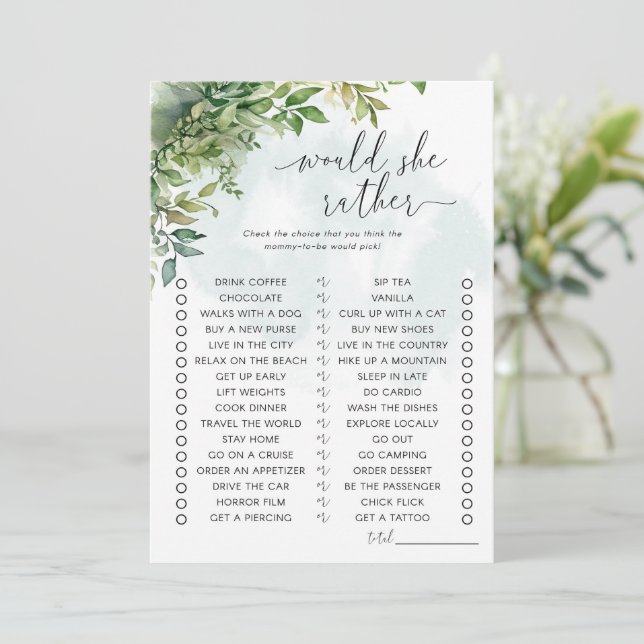 Invitation Voudrait-Elle Plutôt Baby shower Jeu (Debout devant)