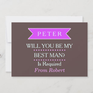 Invitation VOULEZ-VOUS ÊTRE MON BESTMAN Black Purple ruban In