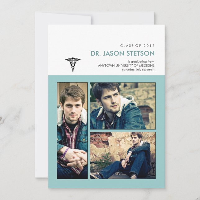 Invitation Vous avez été encadré Caduceus Médicale Graduation (Devant)