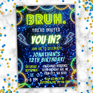 Invitation Vous Entrer ? Neon Glow Blue Green Boy Anniversair