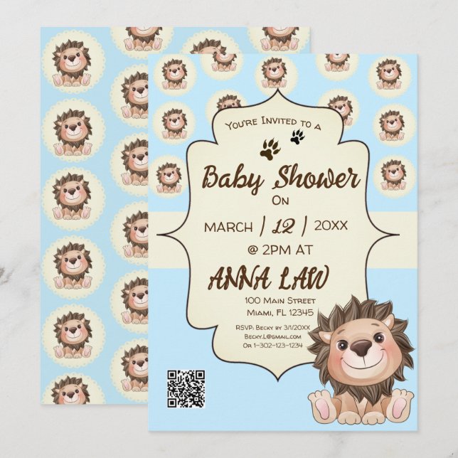 Invitation Vous êtes Grrreat Bébé Garçon Lion Mignon  (Devant / Derrière)