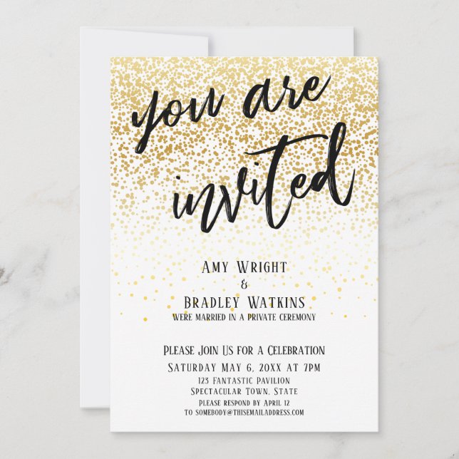 Invitation Vous êtes invité à la fête Confetti doré (Devant)