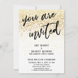 Invitation Vous êtes invité à la fête Confetti doré