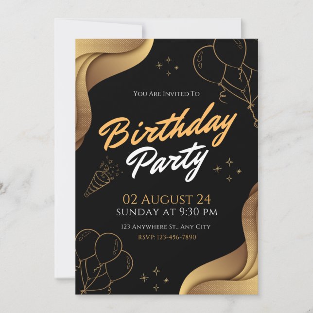 Invitation "Vous êtes invité à un Bassin d’Anniversaire!" (Devant)