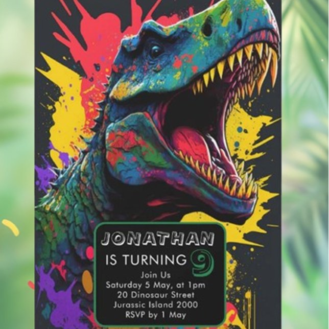 Invitation Vous êtes invité à une fête Dino-Mite ! (Join us for a Roaring Good Time at our Dino-Mite Party! )