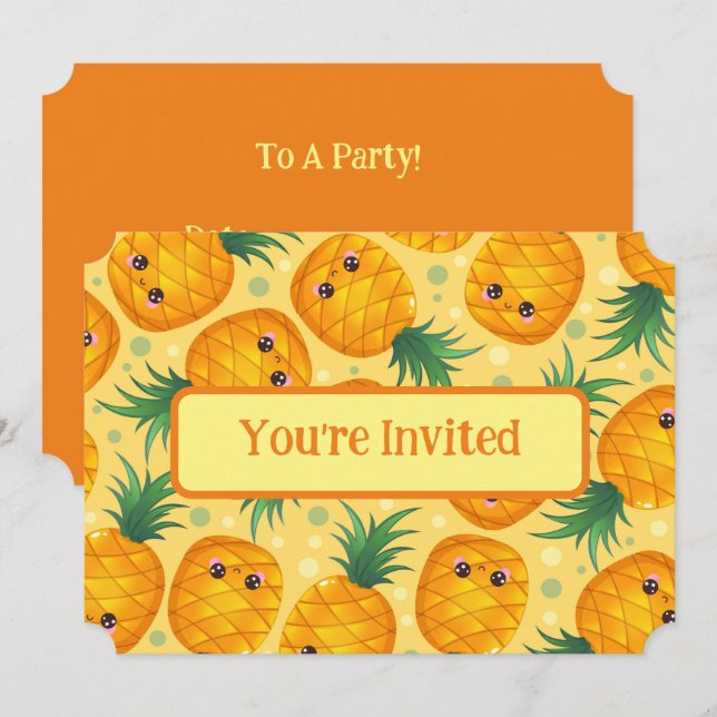 Invitation Vous êtes Invité Ananas (Devant / Derrière)