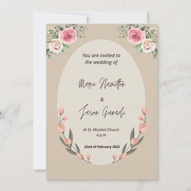 Invitation Vous êtes invité au mariage de (Devant)