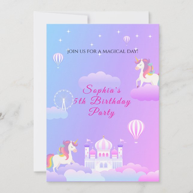 Invitation Vous êtes invité au Palais Licorne Magique ! (Devant)