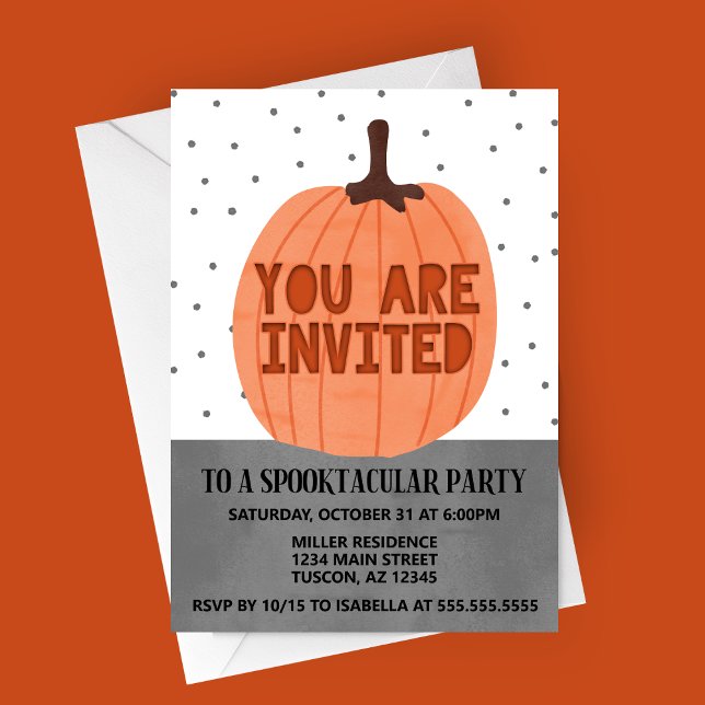Invitation Vous êtes Invité Citrouille moderne Halloween (You are Invited | Carved Pumpkin Spooktacular Halloween Party Invitation)