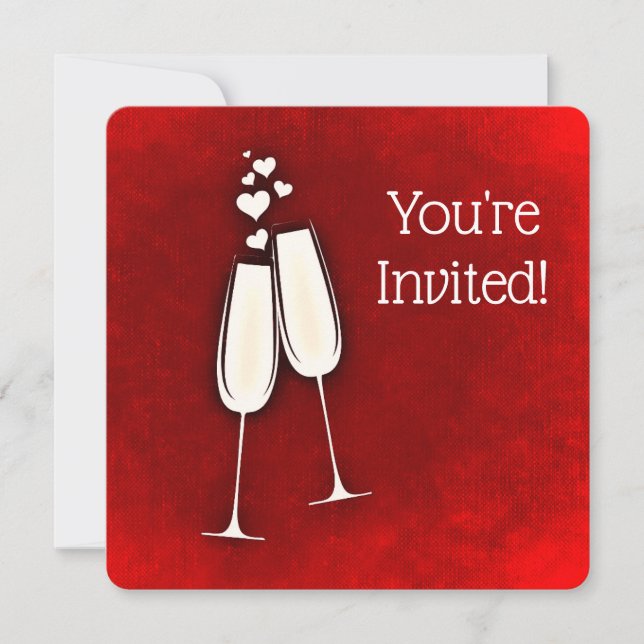 Invitation Vous êtes invité : cœurs de champagne pour le 50e  (Devant)