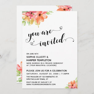 Invitation Vous Êtes Invité Coeurs Script Boho Florals
